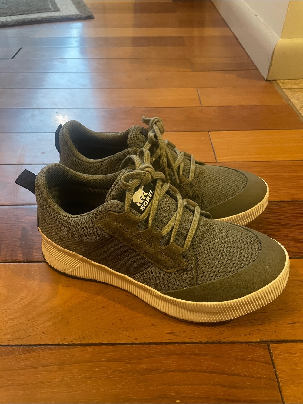 Sorel Men's Olive Green Knit Lace-Up Sneakers